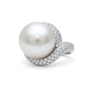 Vintage 18K Gold Pearl, Diamonds Ring