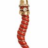Classic 14K Yellow Gold Sapphire, Coral, Diamonds Ring