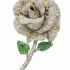 Vintage 18K Gold Emerald, Diamonds Brooch