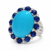 Vintage 18K Gold Sapphire, Turquoise, Diamonds Ring