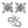 Modern 18K White Gold Diamonds Ring