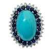 Vintage 18K Gold Sapphire, Turquoise, Diamonds Ring
