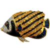 18 carat gold brooch in a tropical fish design set with citrine, sapphires and natural diamonds